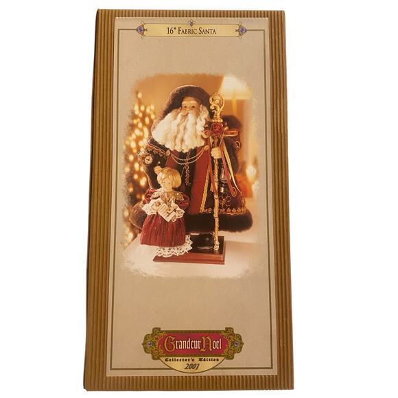 NIB GRANDEUR NOEL 16" Fabric Santa Claus VTG 2001 Christmas Toys Collector's Ed. - Picture 2 of 16